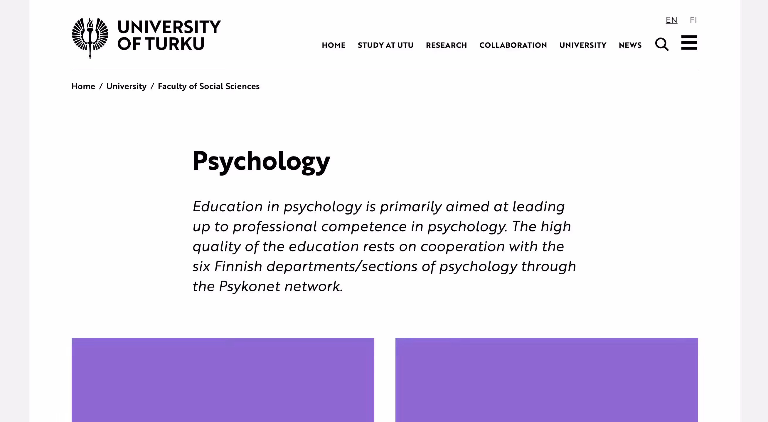 Psychology at the University of Turku - Leading to Professional Competence