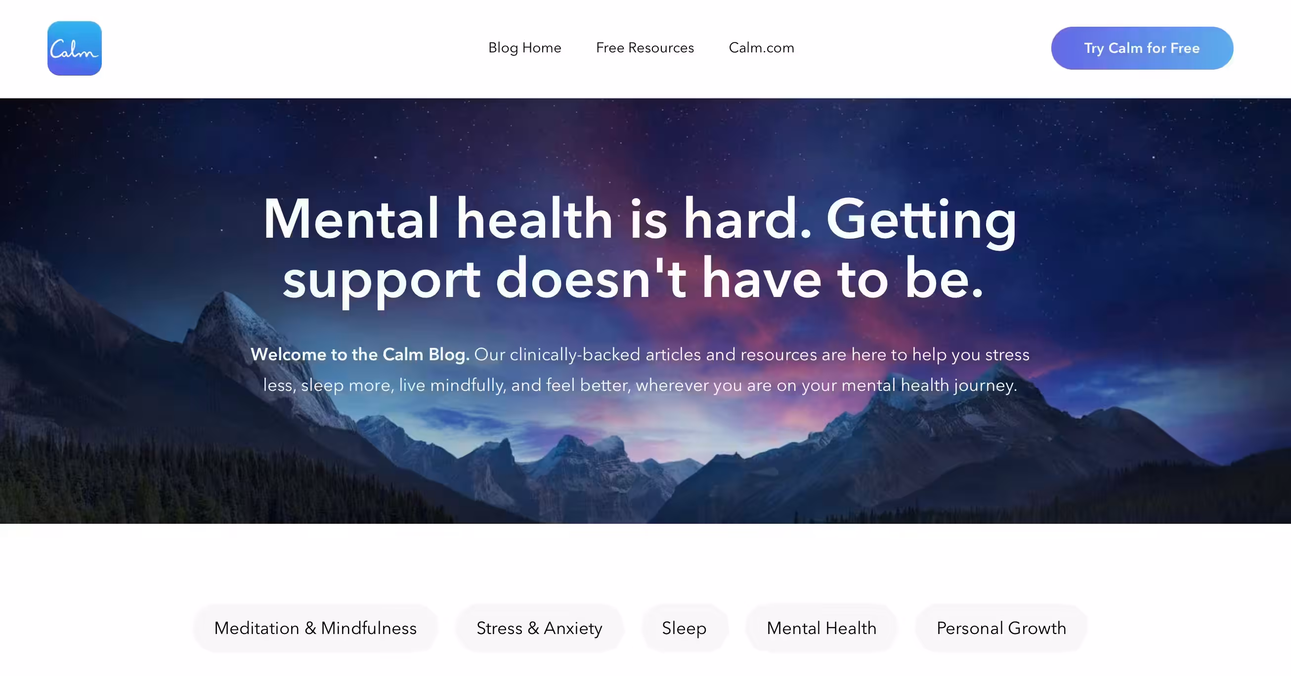 Calm - Mental Health App for Stress Relief and Sleep Improvement - Calm is the leading mental health app designed to alleviate stress, improve sleep, and enhance overall well-being through meditation, Sleep Stories®, and mindfulness practices. Join millions of users worldwide and experience the benefits of our research-based tools and calming content. | Psychology Tool Screenshot