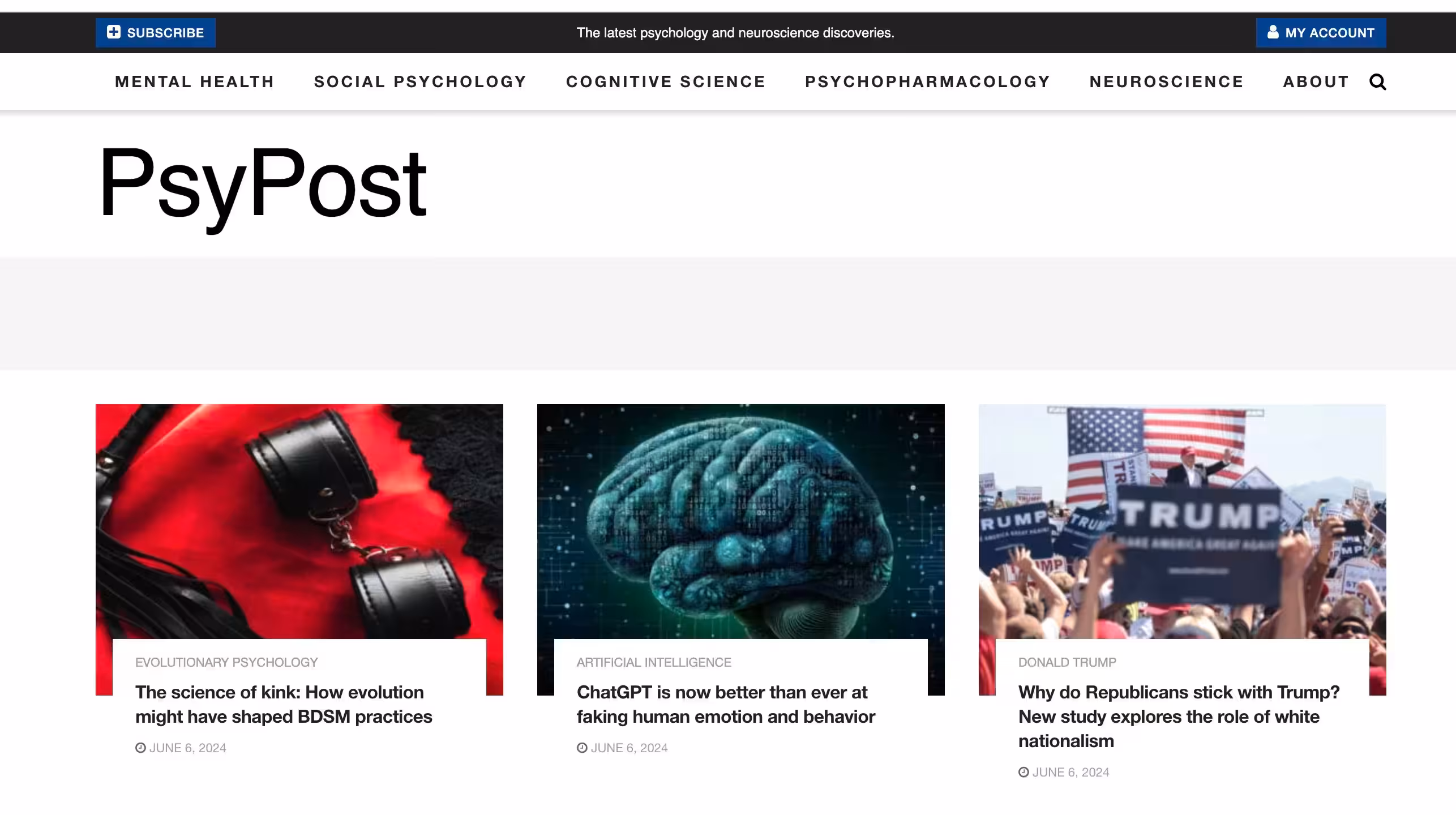 PsyPost - PsyPost is an independent science news website dedicated to reporting the latest research on human behavior, cognition, and society, covering psychology, psychiatry, neuroscience, and sociology. | Psychology Tool Screenshot
